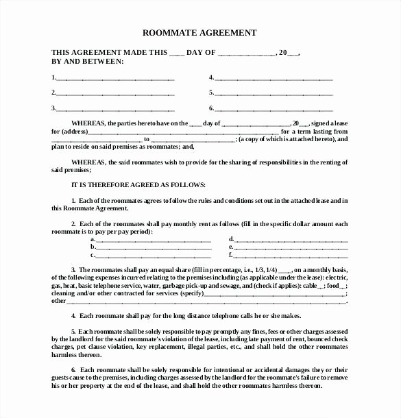 Big Bang theory Roommate Agreement Pdf Lovely Roommate Agreement Template form Contract Word