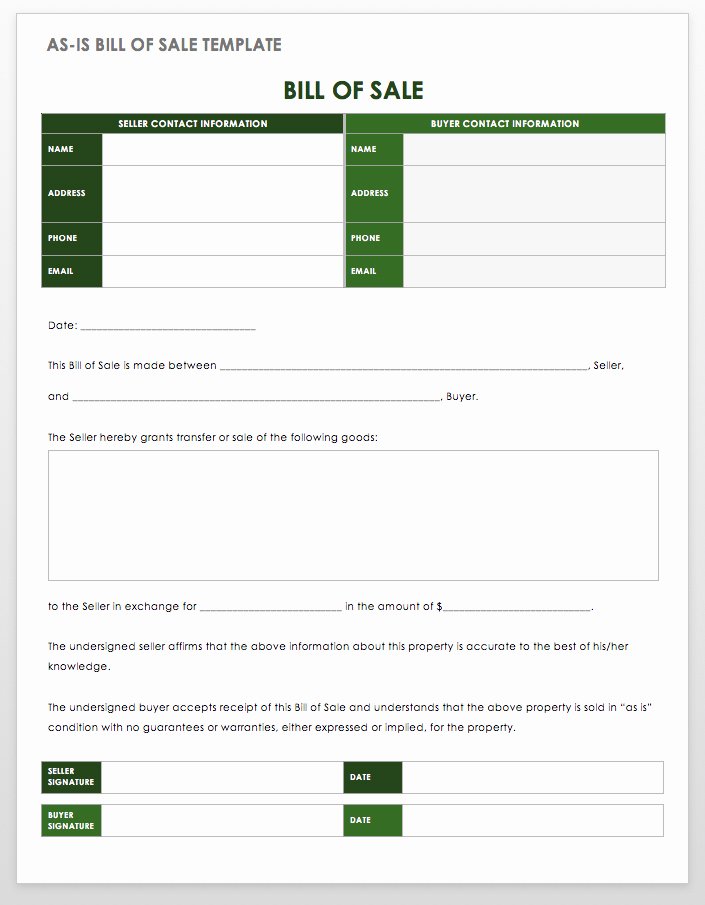 Bill Of Sale Template Free Awesome 15 Free Bill Of Sale Templates