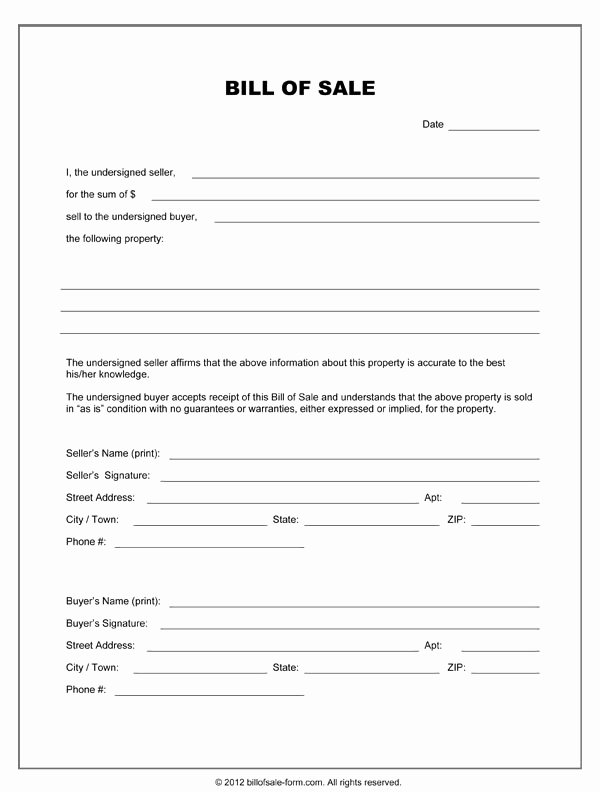 Bill Of Sale Template Free Beautiful Free Printable Equipment Bill Sale Template form Generic