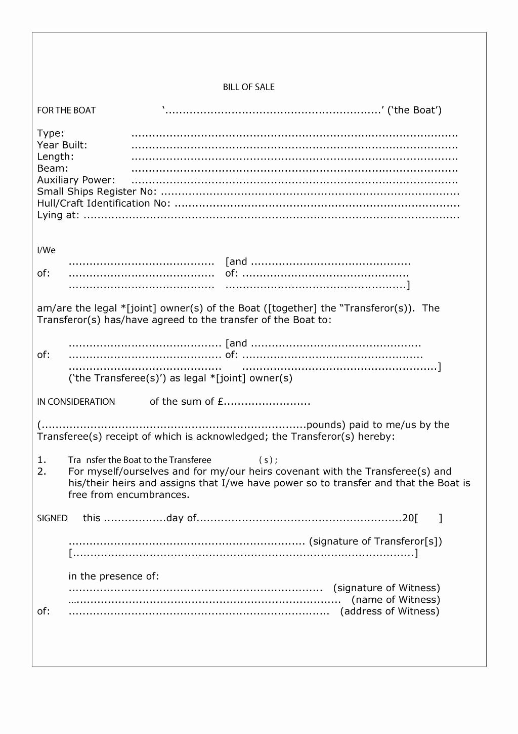 Bill Of Sale Template Free Best Of 46 Fee Printable Bill Of Sale Templates Car Boat Gun