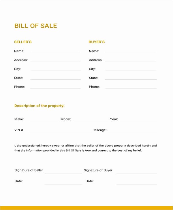 Bill Of Sale Template Free Best Of Generic Bill Of Sale Template 12 Free Word Pdf