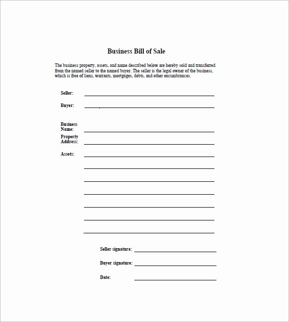 Bill Of Sale Template Free Luxury Business Bill Of Sale 7 Free Word Excel Pdf format
