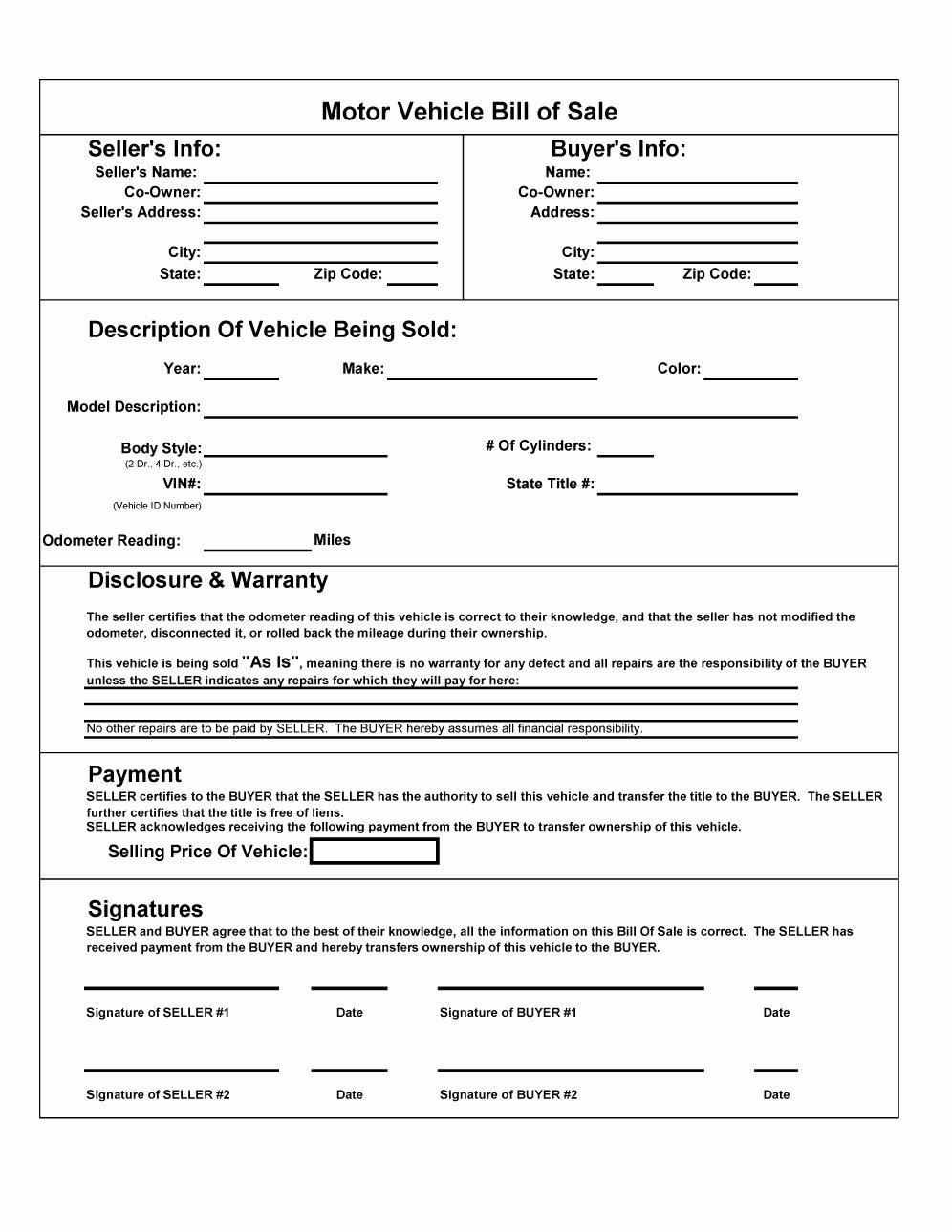 Bill Of Sale Template Free Unique 46 Fee Printable Bill Of Sale Templates Car Boat Gun