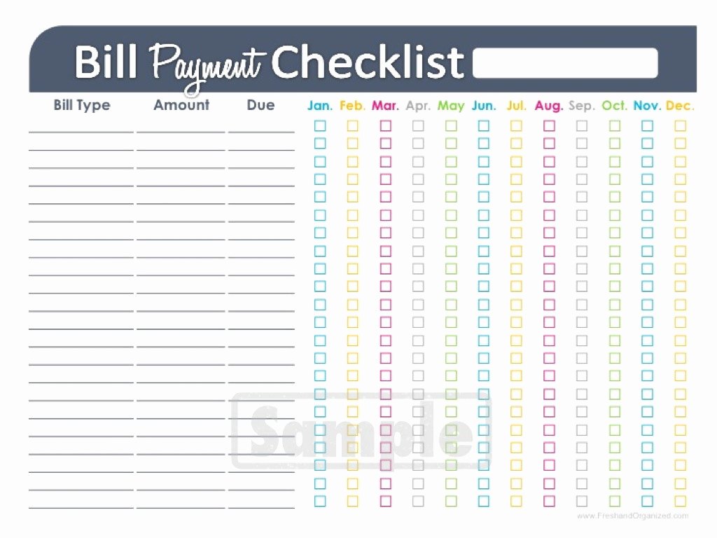 Bill organizer Spreadsheet Awesome Bill Payment Checklist Printable Editable by Freshandorganized