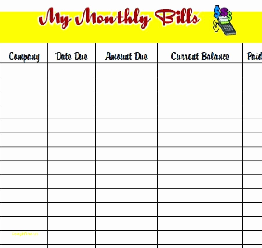 Bill organizer Spreadsheet Awesome Monthly Bill organizer – Friendlyga