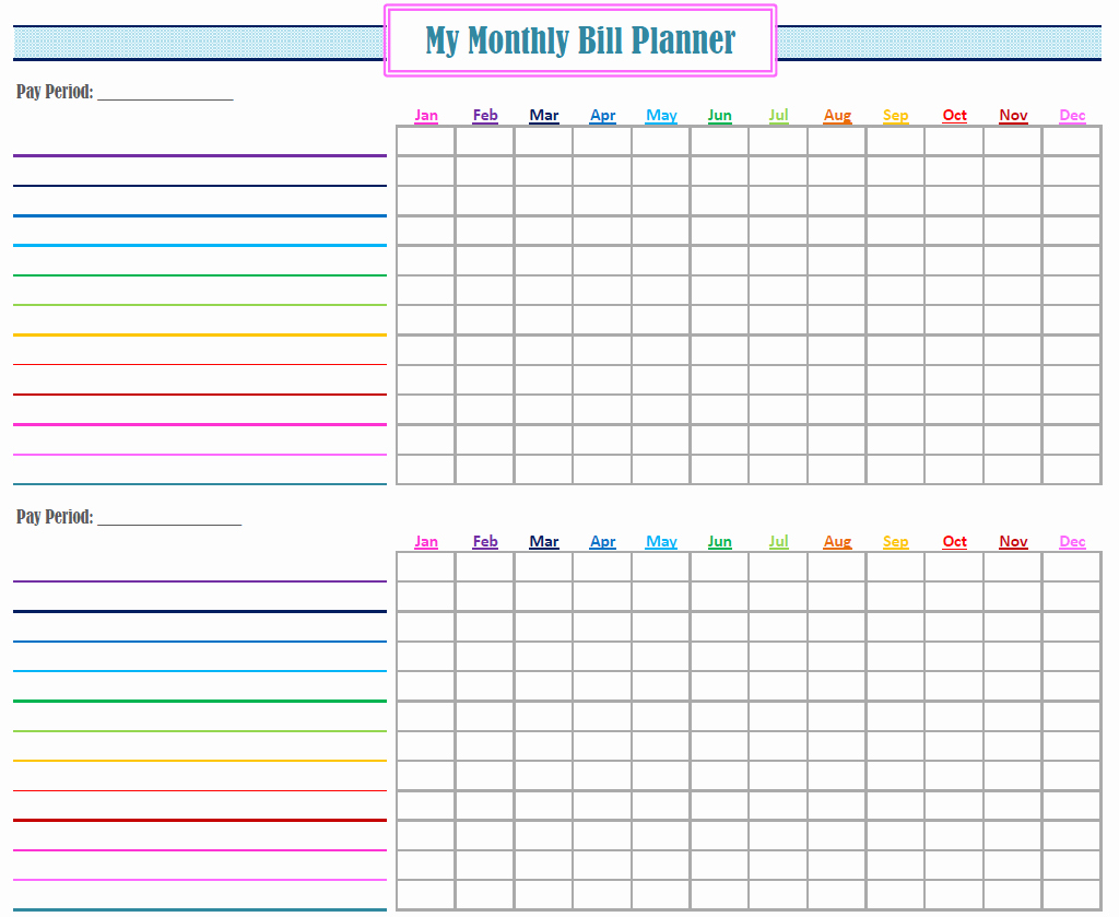 Bill organizer Spreadsheet Beautiful Monthly Bill organizer Printable