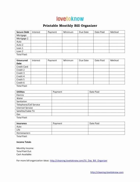 Bill organizer Spreadsheet Fresh Line Bill organizer Spreadsheet