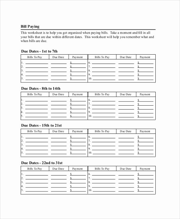 Bill organizer Spreadsheet New 9 Bill organizer Samples