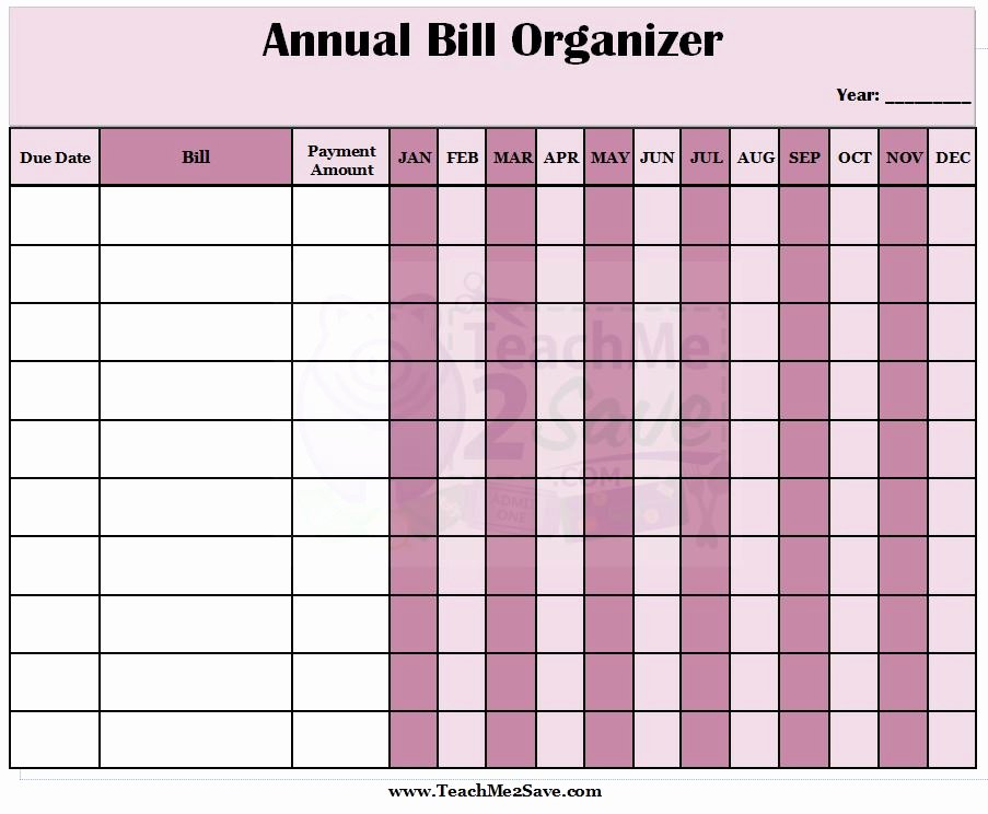 Bill organizer Spreadsheet New Bill organizer Template