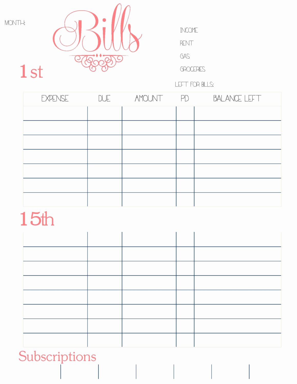 Bill organizer Spreadsheet Unique Printable Bill organizer Spreadsheet