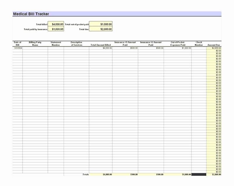 Bill Pay Spreadsheet Lovely Medical Bill Tracker