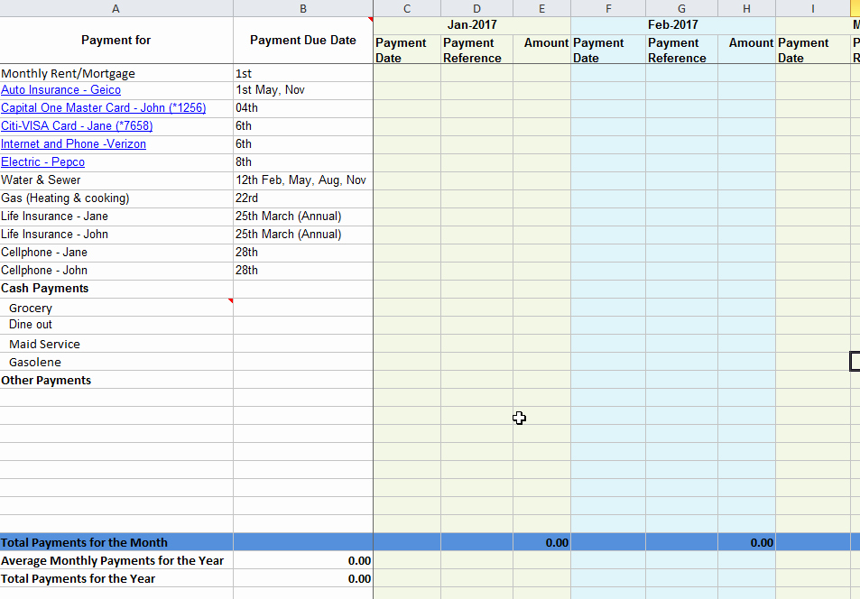 Bill Tracker Excel Template Awesome Tracking Your Monthly Bill Due Dates and Payments – Free