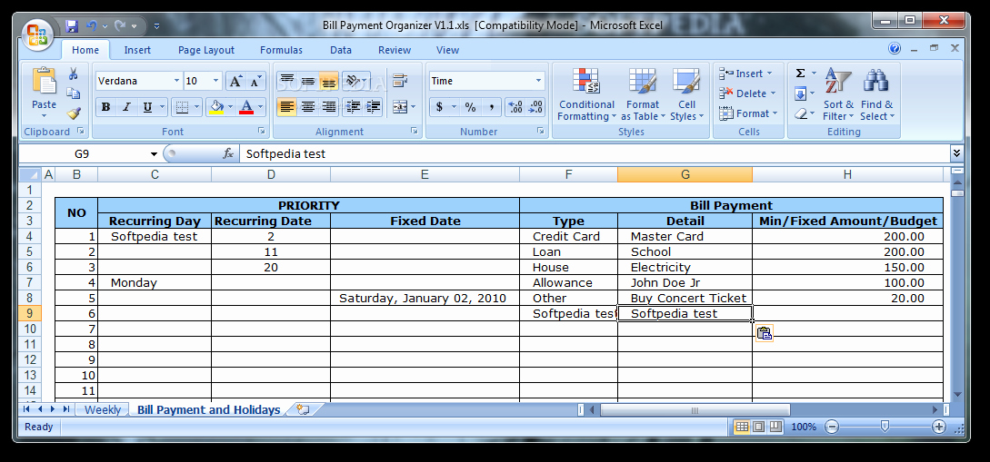 Bill Tracker Excel Template Fresh Download Bill Payment organizer 1 1