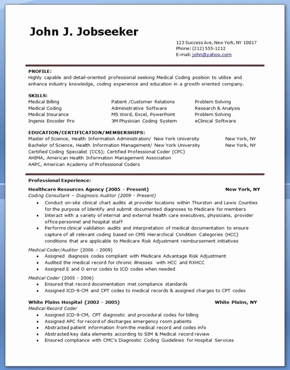 Billing and Coding Resume Awesome Medical Billing and Coding Resume Career Life