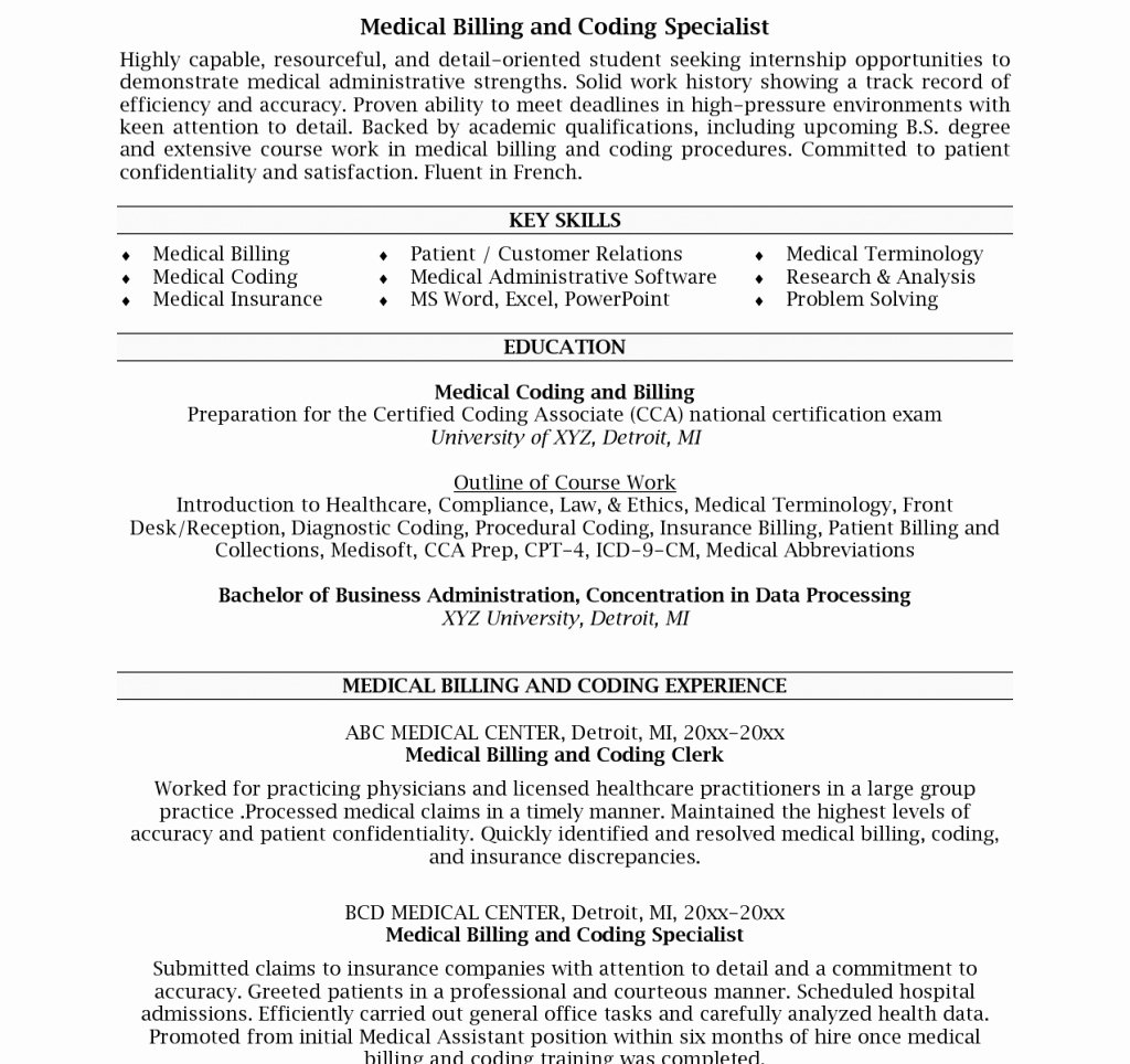 Billing and Coding Resume Awesome Medical Billing Specialist Resume Examples Hirnsturm