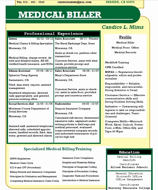 Billing and Coding Resume Lovely Candice L Mims Allied Student Resume Medical Billing