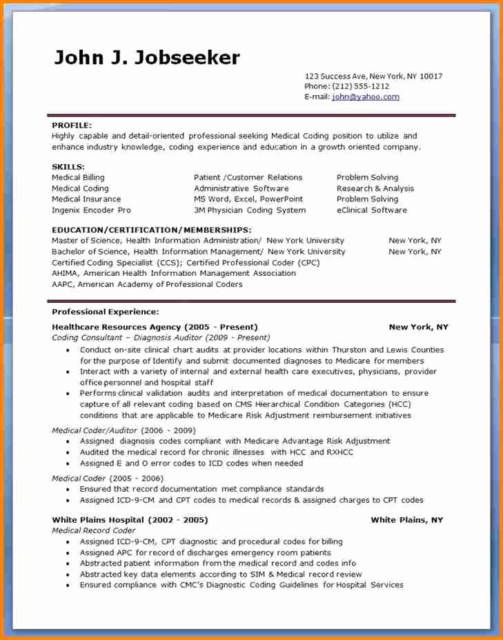 Billing and Coding Resume New 5 Sample Resume for Medical Billing Specialist