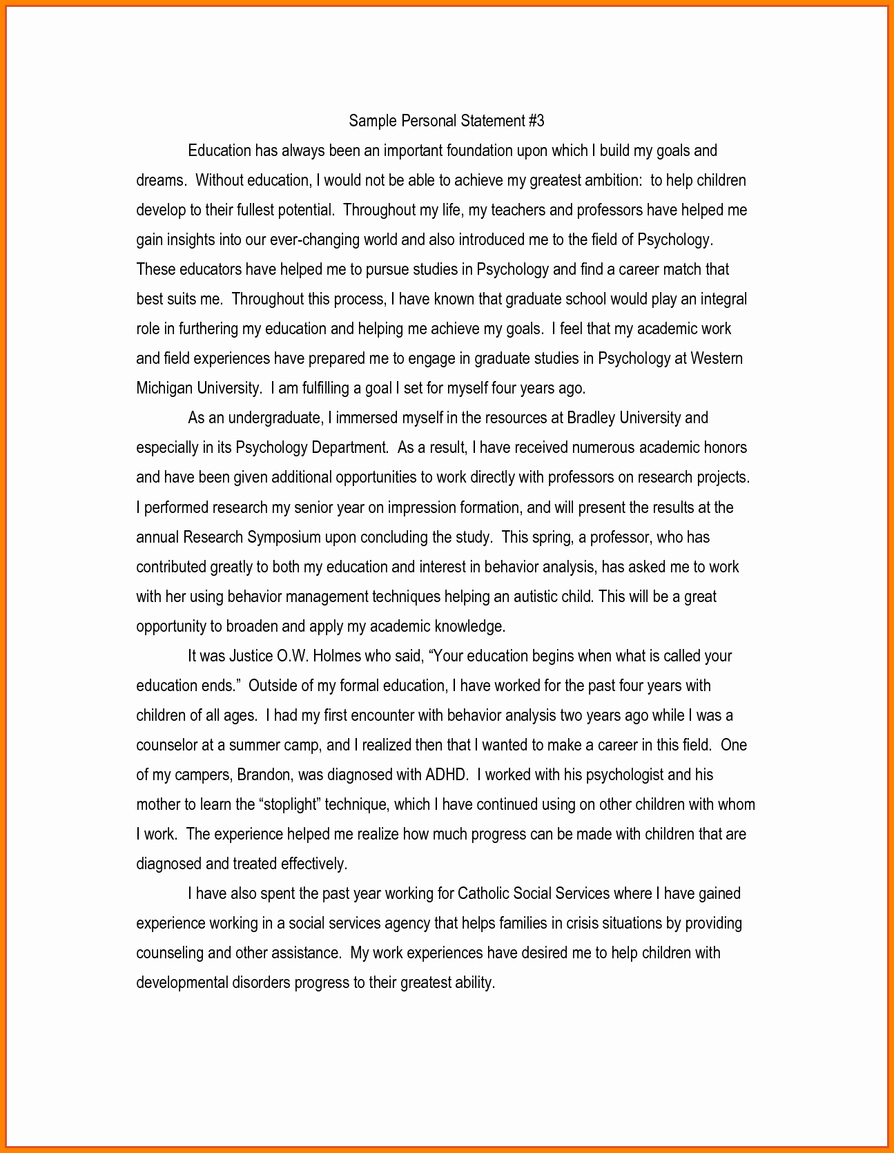 Biographical Sketch Example for Scholarship New 7 Sample Personal Statements