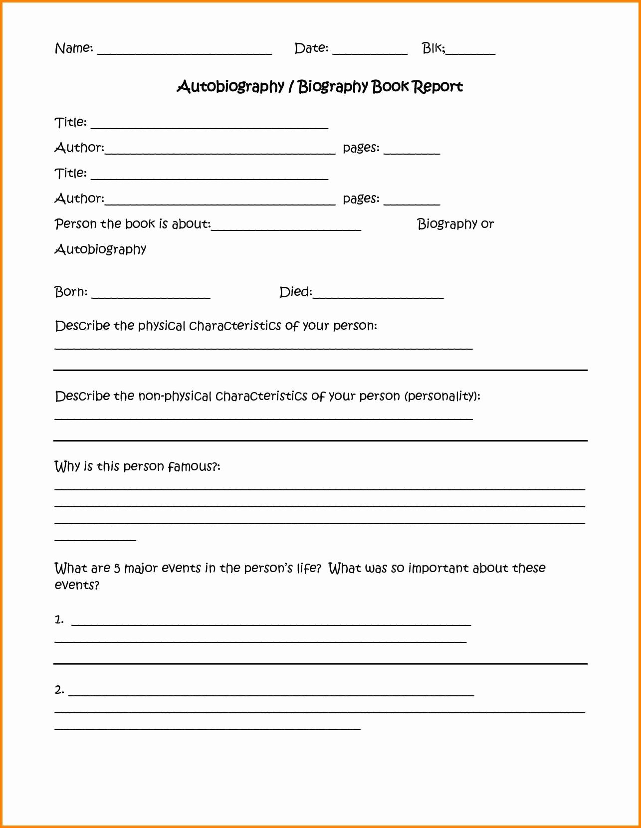 Biography Report Outline Best Of 10 4th Grade Book Report Template Steamtraaleren Borgenes