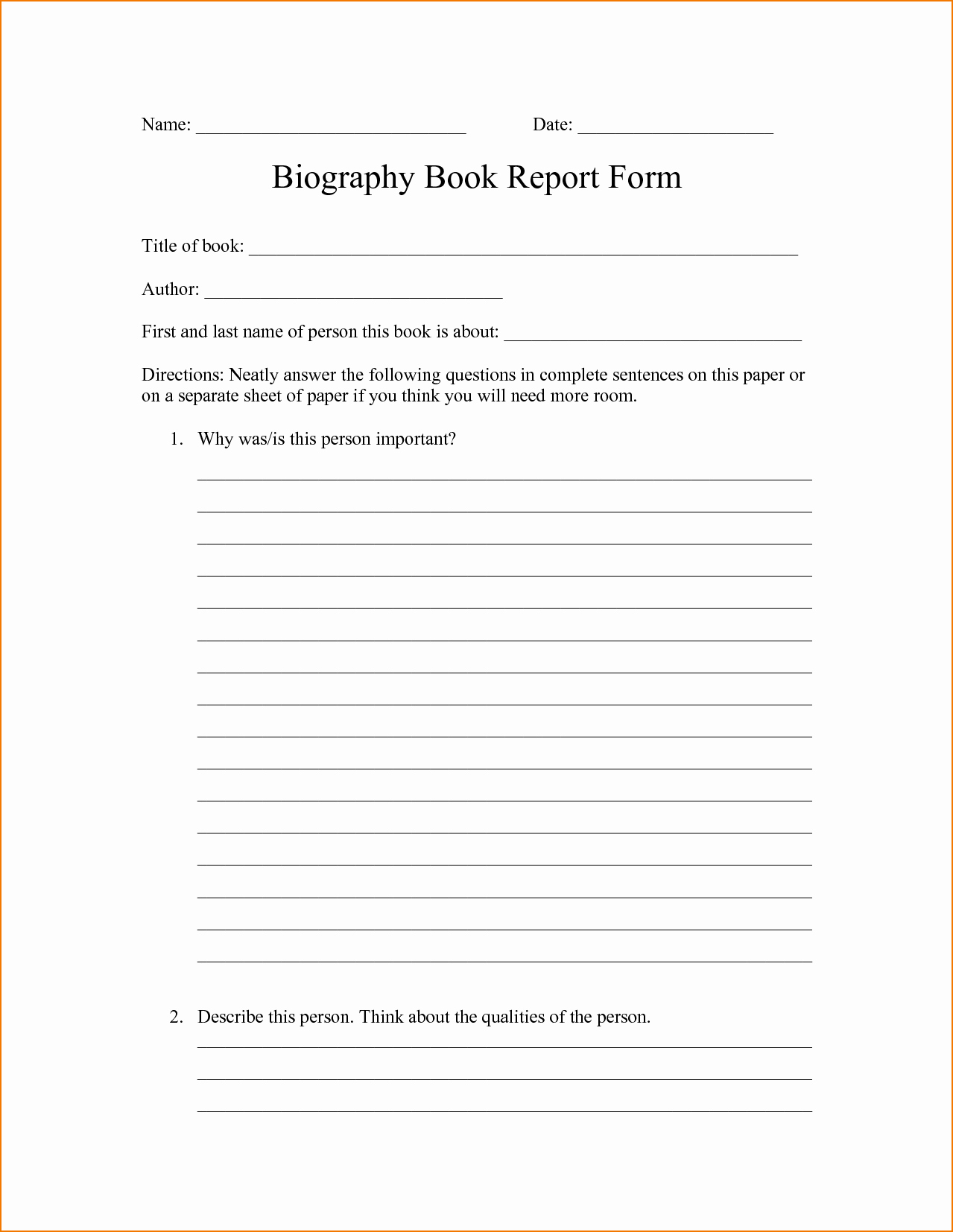 Biography Report Outline Lovely 4 Biography Report Template