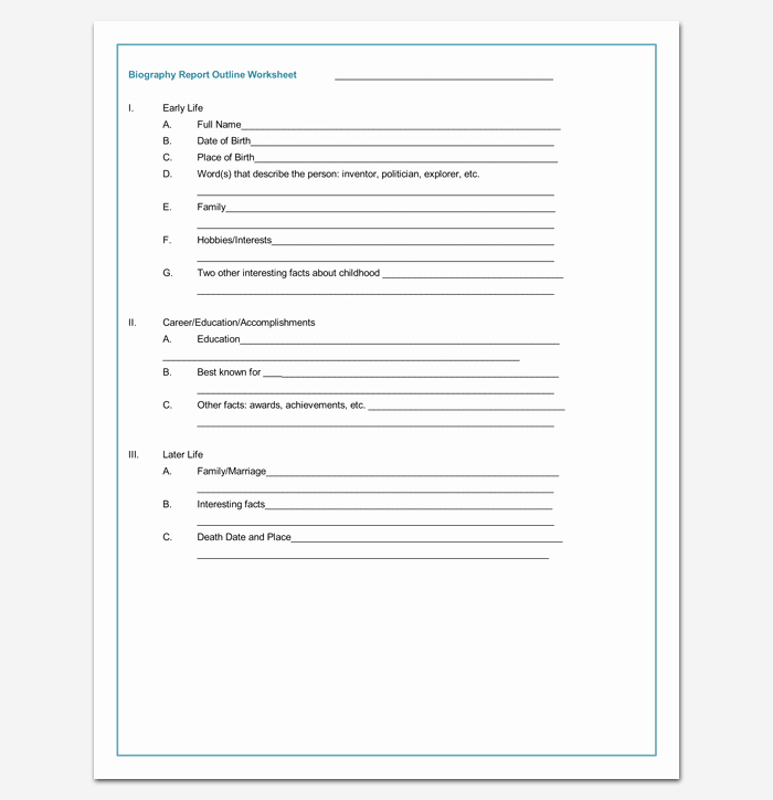 Biography Report Outline Lovely Biography Outline Template 15 formats Samples and Examples