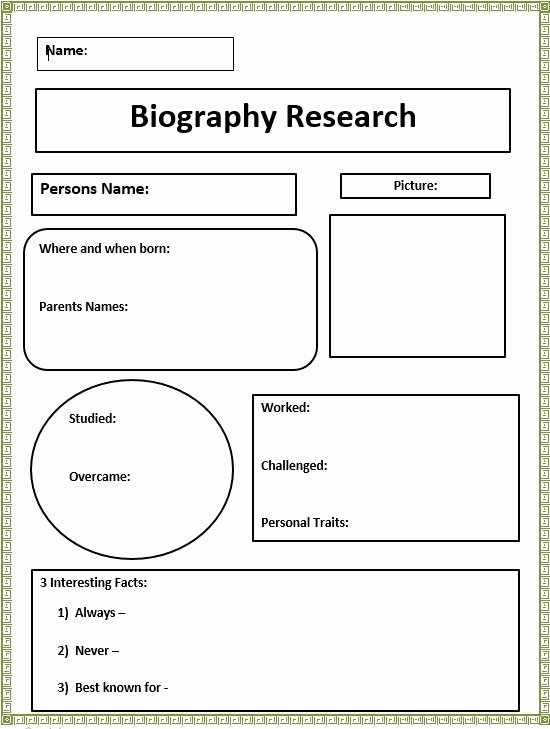 Biography Report Outline Luxury Short Biography Research Graphic organizer