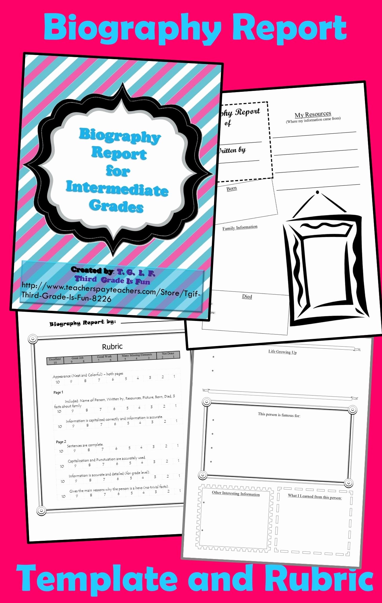 Biography Report Outline New Biography Report Template for Intermediate Grade