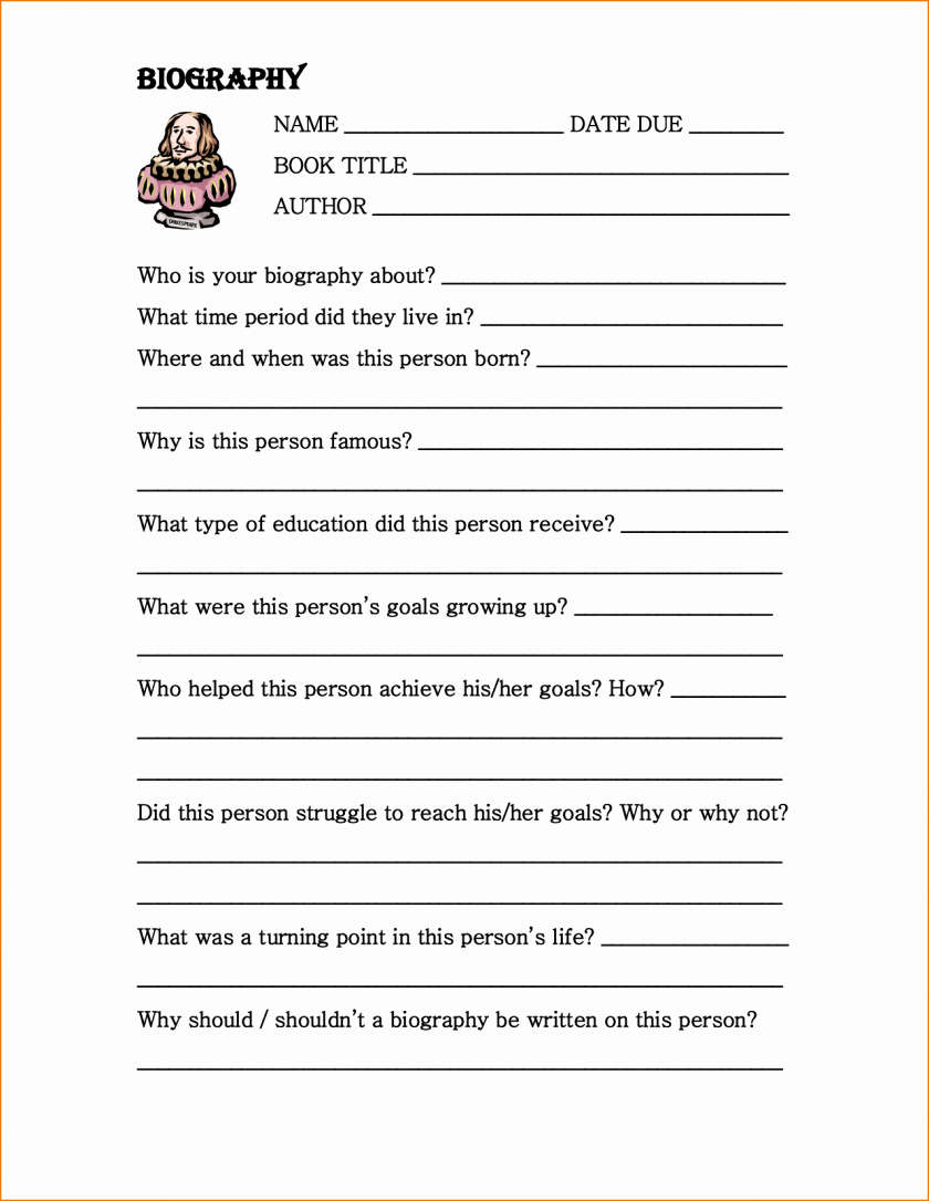 Biography Report Template Pdf Best Of Biography Report Template Book Pdf form for Elementary