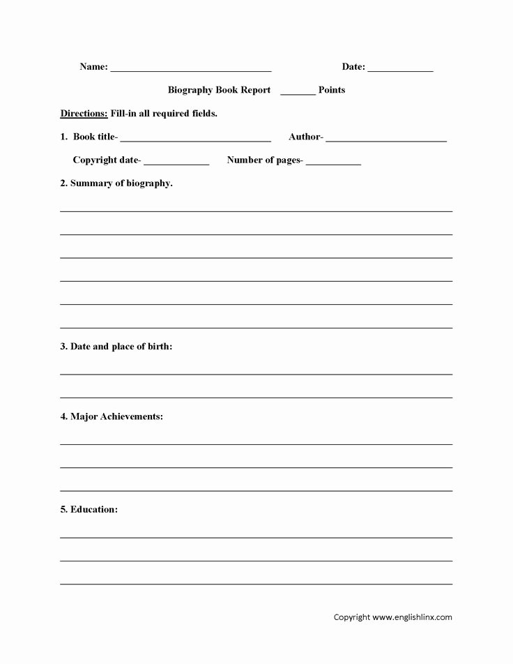 Biography Report Template Pdf Luxury Biography Book Report Worksheets