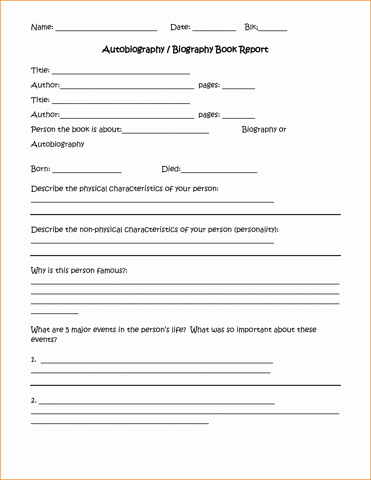 Biography Report Template Pdf New 4 Biography Report Template