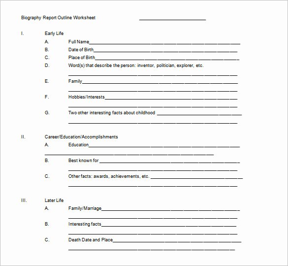 Biography Report Template Pdf Unique 9 Biography Outline Templates Pdf Doc