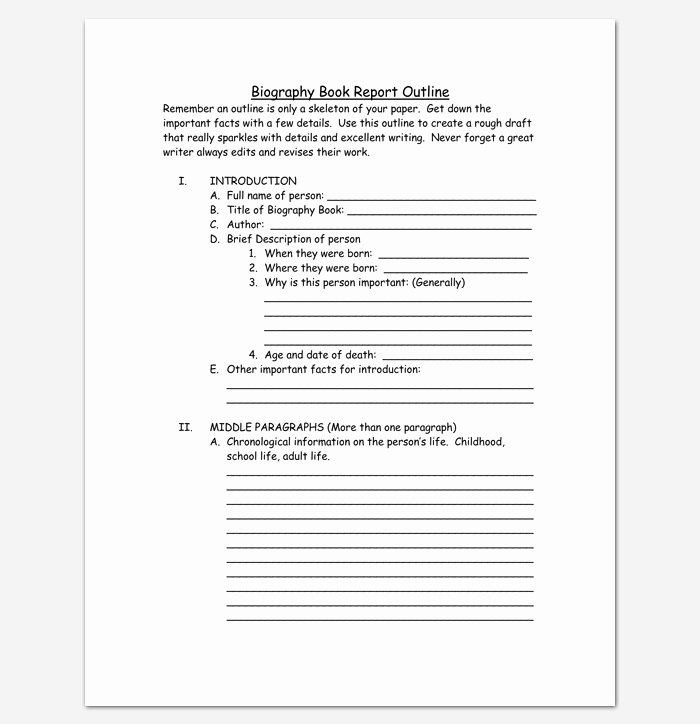 Biography Report Template Pdf Unique Book Outline Template 17 Samples Examples and formats