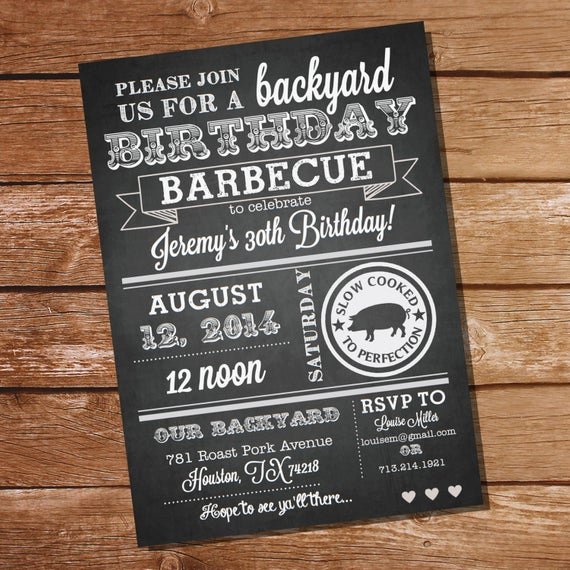 Birthday Chalkboard Template Awesome Chalkboard Birthday Bbq Invitation Instantly