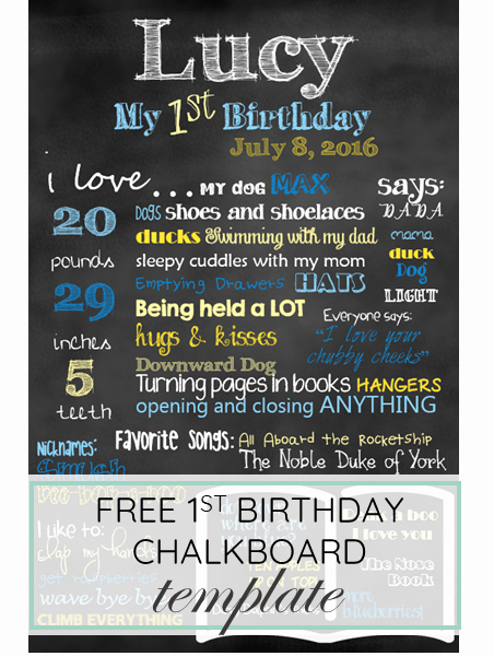 Birthday Chalkboard Template Unique First Birthday Chalkboard Template Free Download for Baby