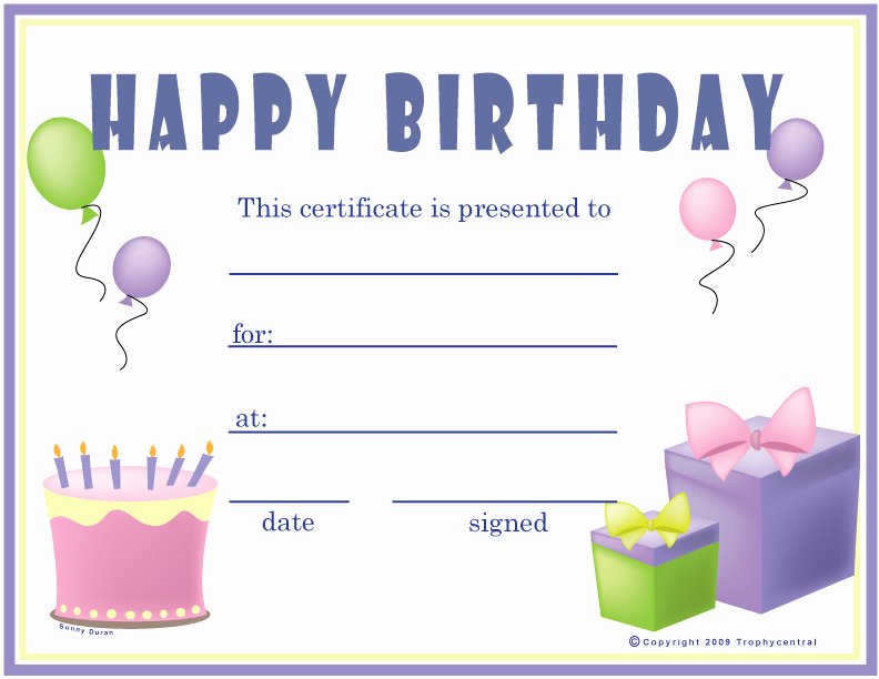 Birthday Coupons Template Beautiful Free Birthday Girl Certificates Certificate Free