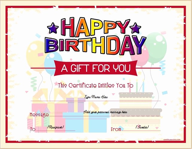 Birthday Coupons Template Fresh Birthday Gift Certificate Sample Templates for Word