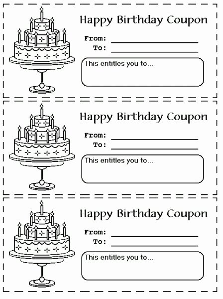 Birthday Coupons Template Lovely Printable Birthday Coupons Coloring Pages