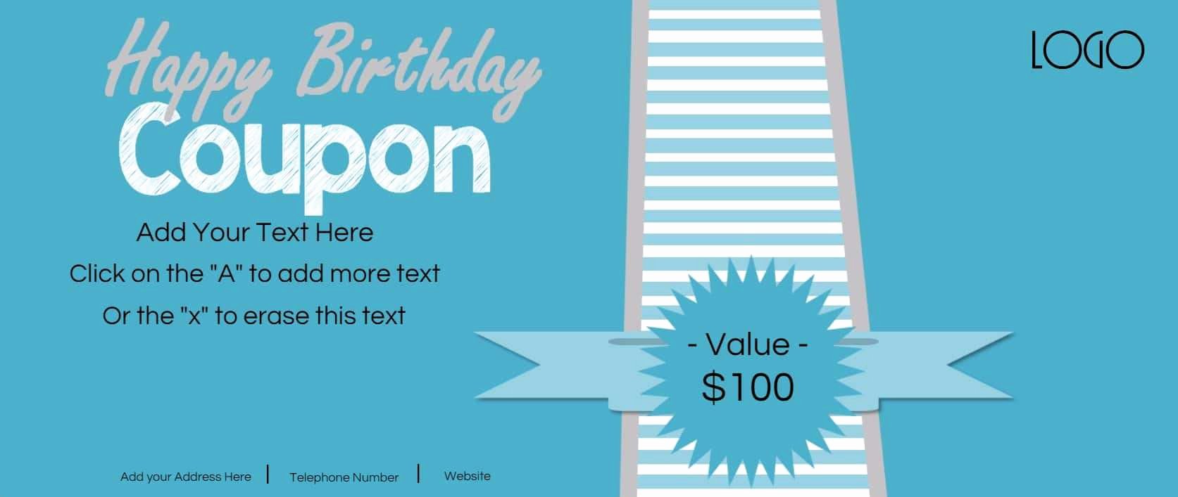 Birthday Coupons Template New Free Custom Birthday Coupons Customize Line &amp; Print at