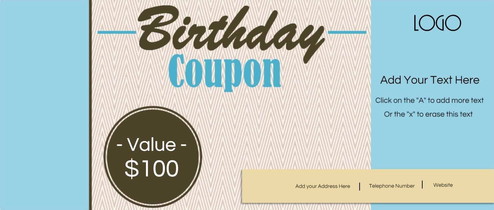 Birthday Coupons Template New Free Custom Birthday Coupons Customize Line &amp; Print at