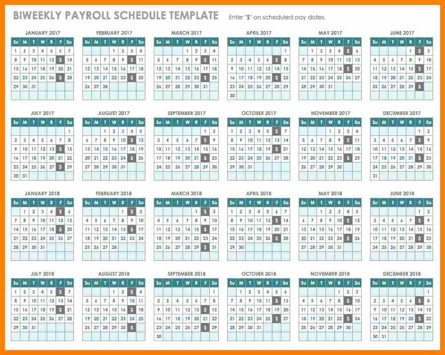 Biweekly Payroll Calendar Template 2017 New 9 Payroll Calendar Bi Weekly 2018