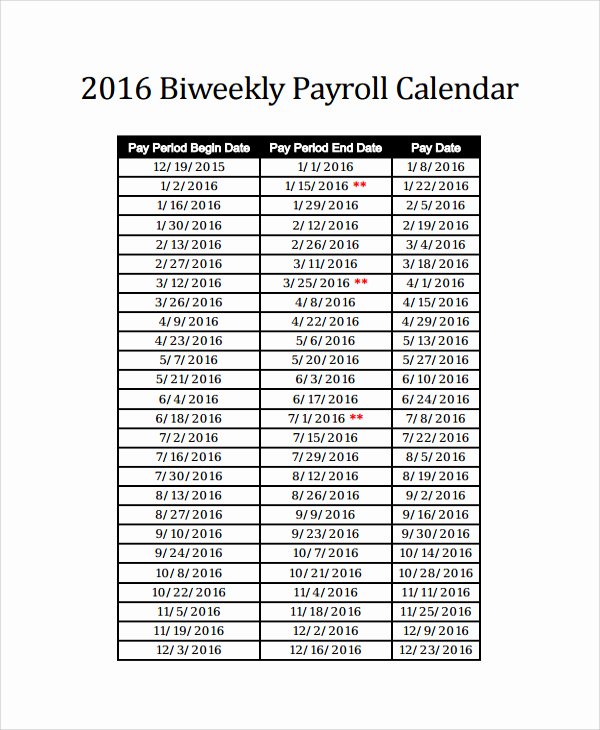 Biweekly Payroll Calendar Template 2019 Luxury Payroll Calendar Template