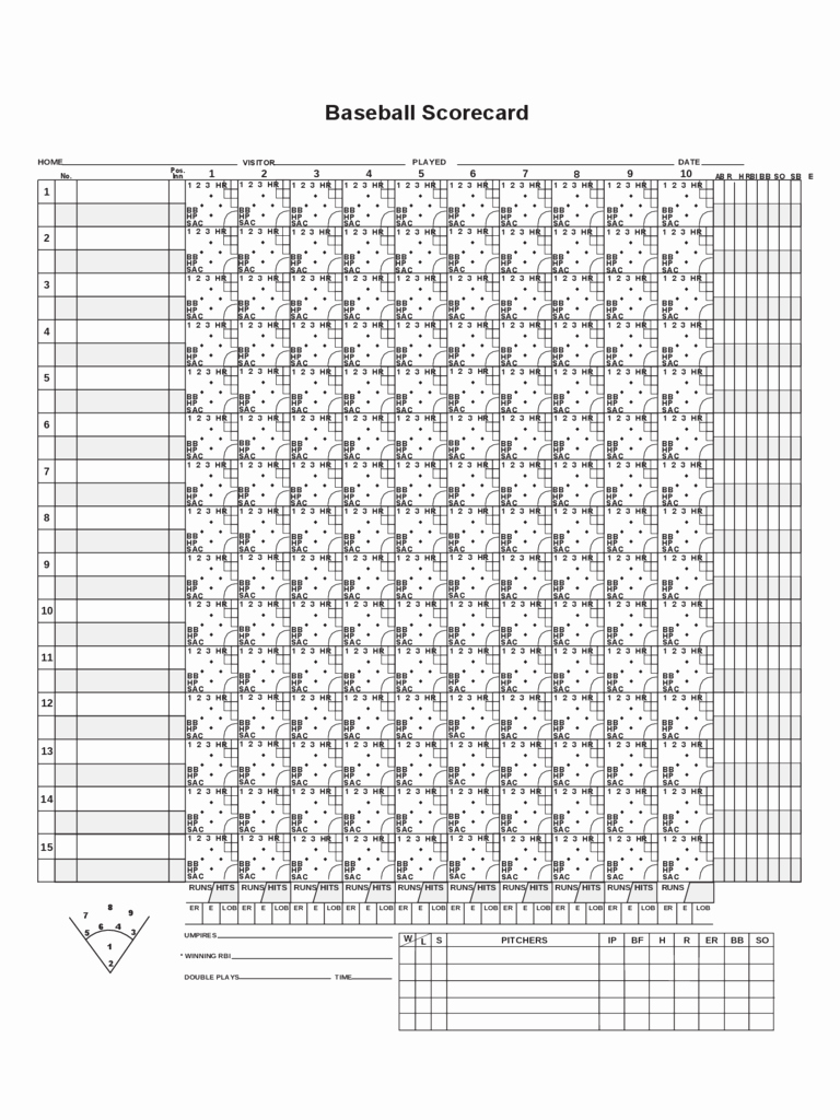 Blank Baseball Card Template Elegant 2019 Baseball Score Sheet Fillable Printable Pdf