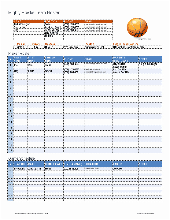 Blank Basketball Practice Plan Template Fresh Basketball Team Roster Template for Excel