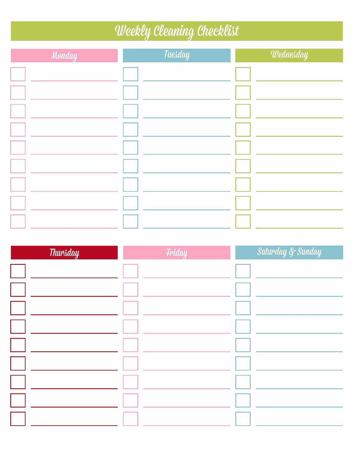Blank Check Template Editable Elegant Weekly Cleaning Checklist Editable Printable Pdf Instant