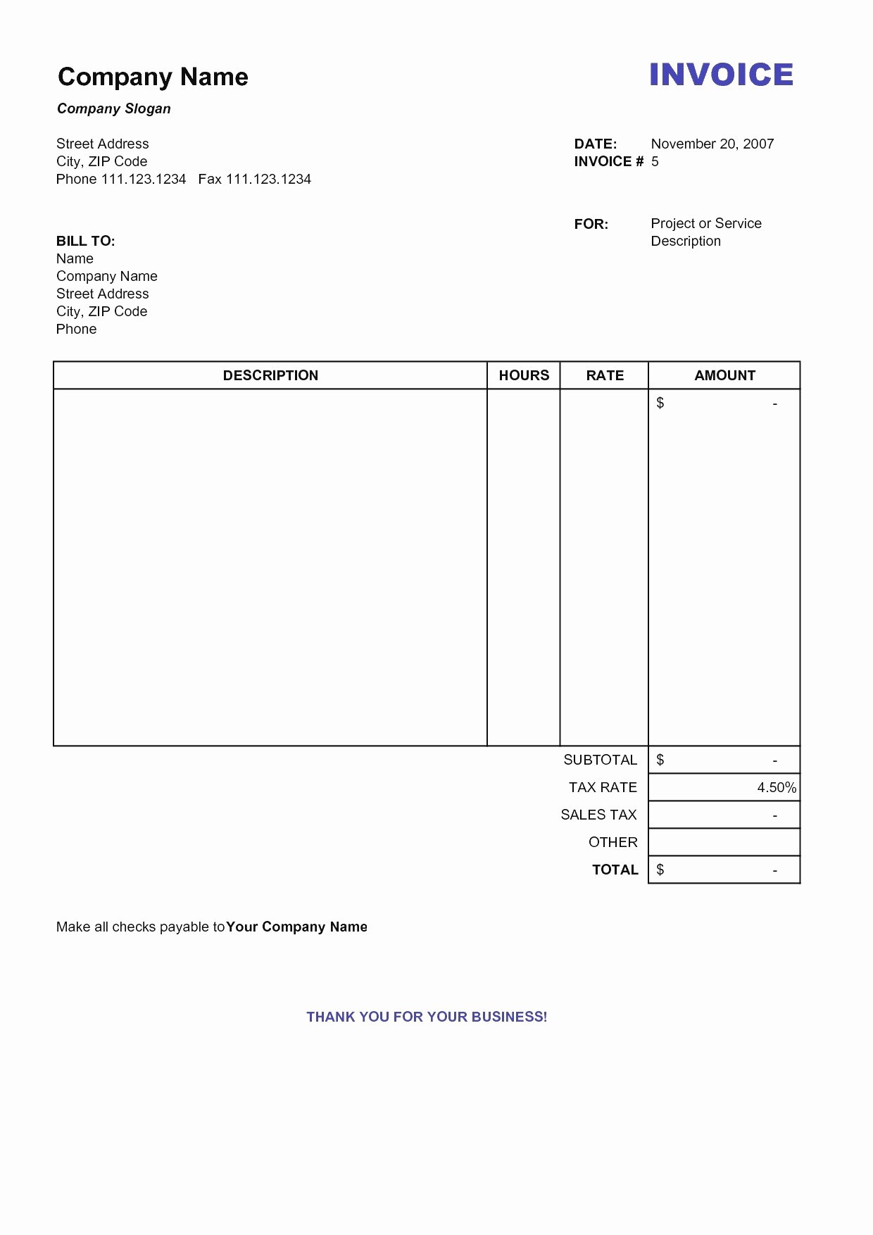 Blank Check Templates for Microsoft Word Elegant Blank Invoice Templates Word Free Template for Microsoft