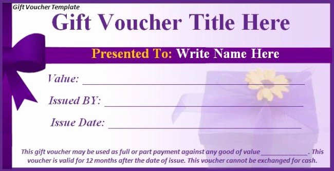 Blank Coupon Template for Word Unique Nice Gift Voucher format Example with Purple Ribbon and