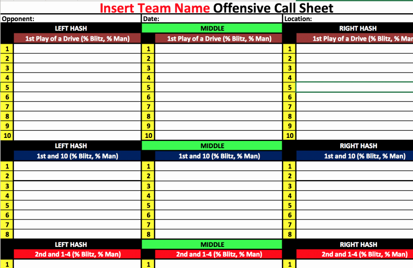 Blank Football Play Sheet Template Unique Football Play Sheet Template Pdf Call Blank Basketball