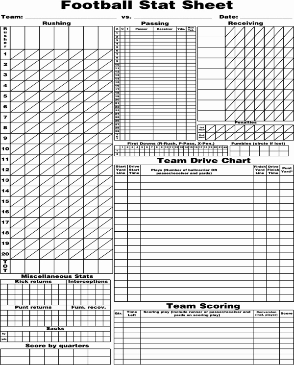 Blank Football Play Sheets Best Of Download Blank Football Stat Sheet for Free formtemplate