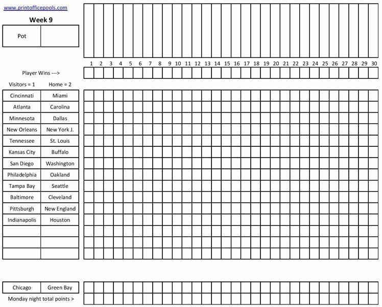 Blank Football Pool Sheets Beautiful Printable Football Pool Master Sheet Template Spreadsheet