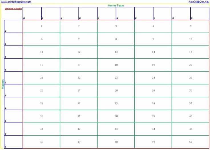 Blank Football Pool Sheets Fresh Printable 100 Square Football Pool Sheet Super Bowl Block